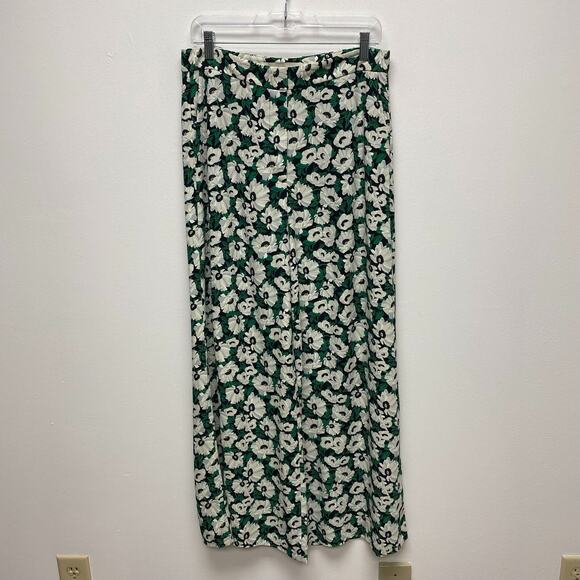 Stella McCartney Green White Floral High Rise Wide Leg Maude Pants 42 US 12 - Picture 1 of 12